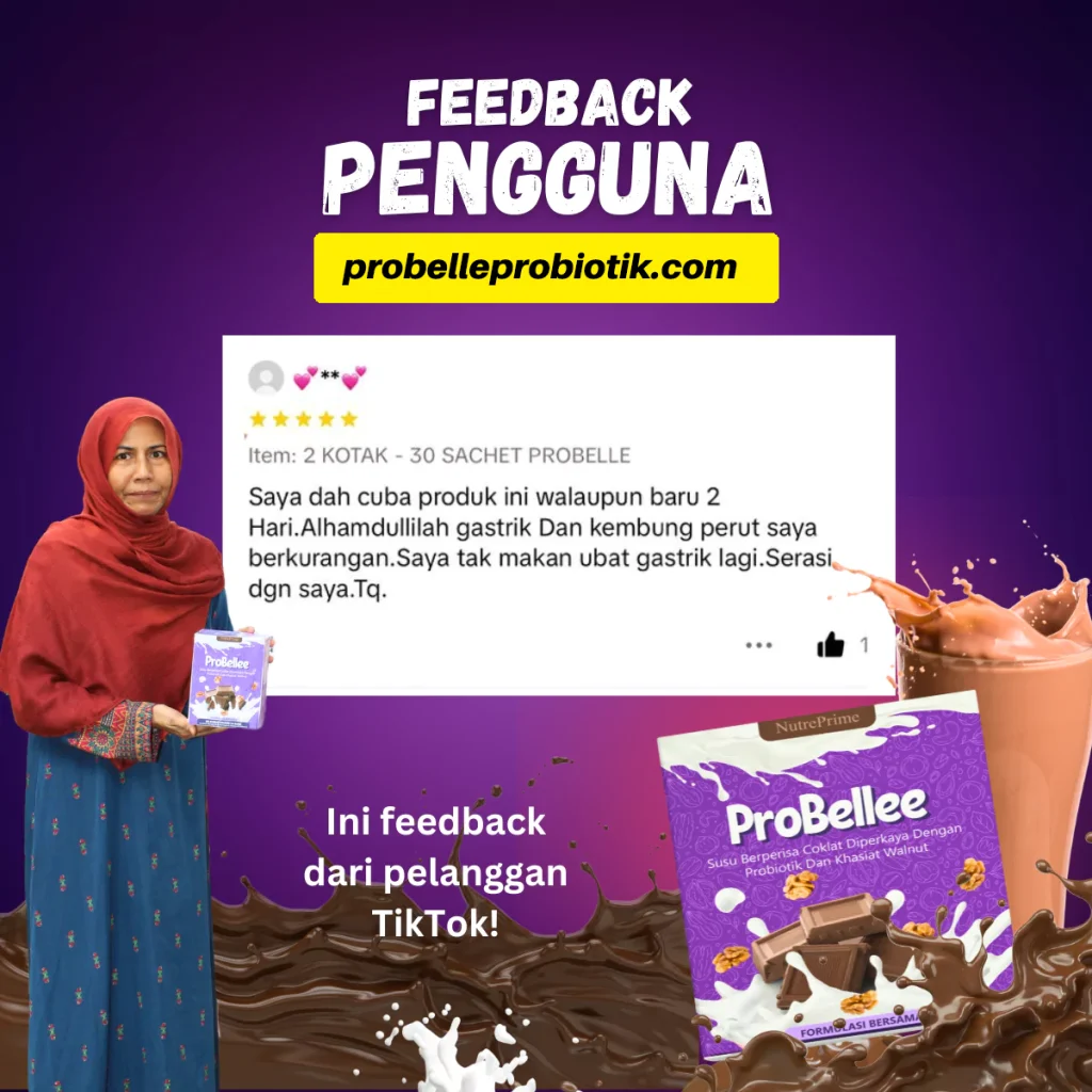 Grafik feedback pengguna ProBellee dengan ulasan pelanggan dan produk