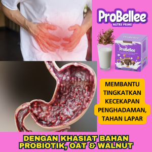 Grafik ProBellee Nutre Prime dengan khasiat bahan probiotik, oat dan walnut